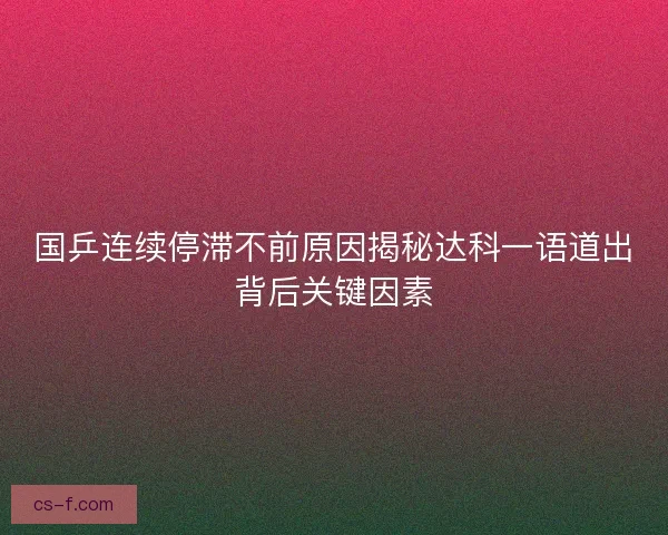 国乒连续停滞不前原因揭秘达科一语道出背后关键因素