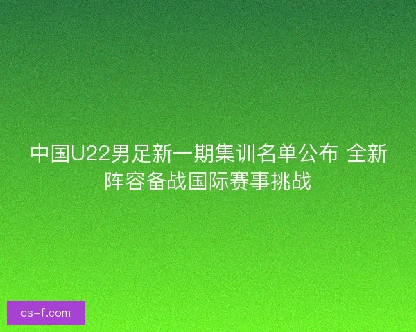 中国U22男足新一期集训名单公布 全新阵容备战国际赛事挑战